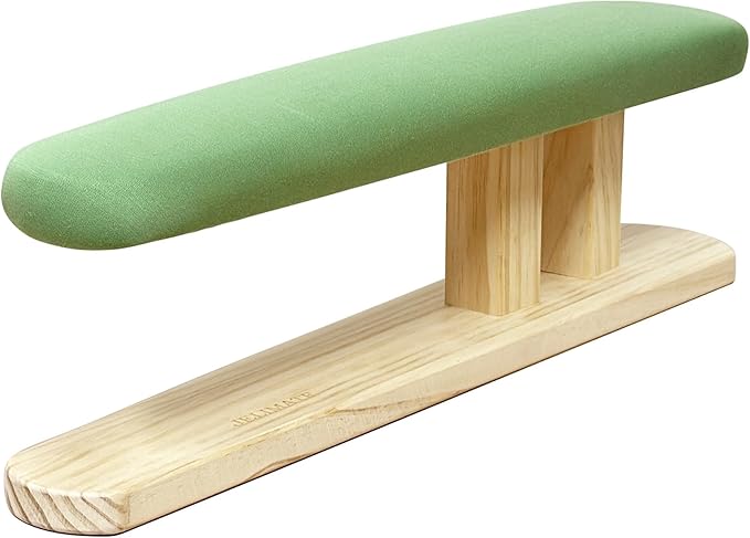 Padded Pants & Sleeve Ironing Boards with Thick Soft Cotton Padding, Double Side Wooden Tailor’s Sleeve Ironing Stool with Removable Cotton Cover, Green