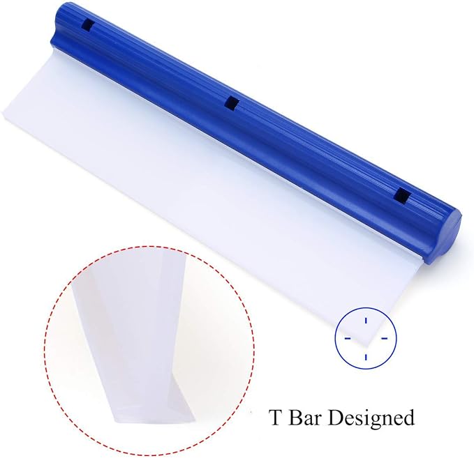 Car Squeegee 12 Inch Flexible T-Bar Water Blade, Silicone, Blue | Squeegee for Car or Home Glass Shower Glass Mirror Door Car
