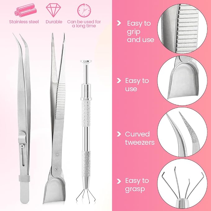 4pcs Sprinkles Tools for Cake Decorating, 4 Claw Sprinkle Pen Pearl Grabber Cakes Tweezers Pearl Sprinkle Spoon with Shovel Head Spoon for Cakes Ice Cream Baking