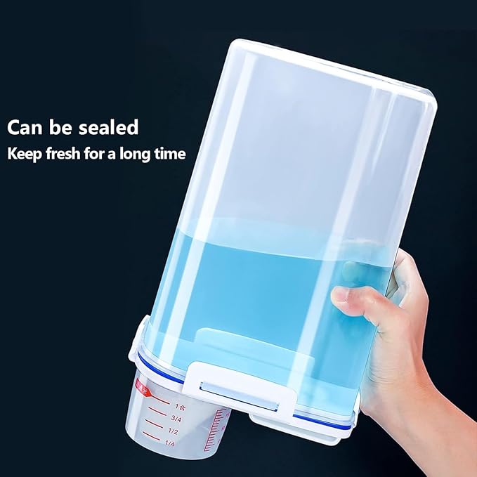5.5 Lbs Rice Airtight Dry Food Storage Container Set of 4, Rice Storage Bin Cereal Containers Dispenser, Thicken Plastic Clear Food Storage Box with Pouring Spout, Measring Cup for Grain, Flour Snacks | BPA Free, Airtight Lid, with Pouring Spout, Clear...