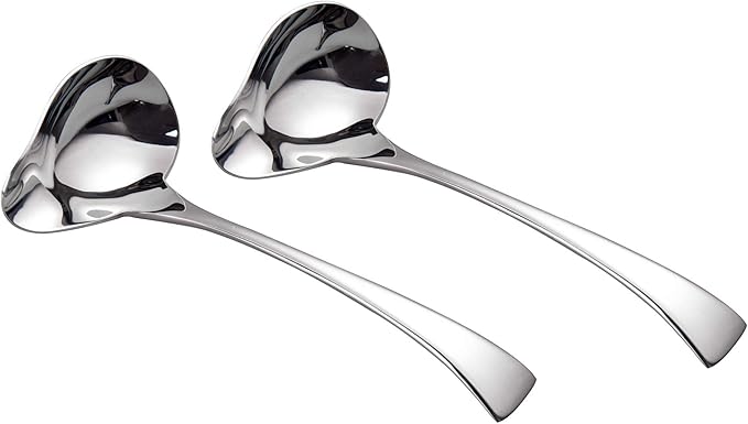 IMEEA 7-Inch Small Sauce Ladle with Pour Spout, 18/10 Stainless Steel Drizzle Spoon for Gravy, Dressing, Sauce, 2-Piece