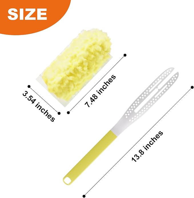 Heavy Duty Duster Refills for Swiffer Duster, 24 Count Yellow Refills with 1 Handle, Disposable Dusters for Cleaning Electronics, Furniture, Blinds