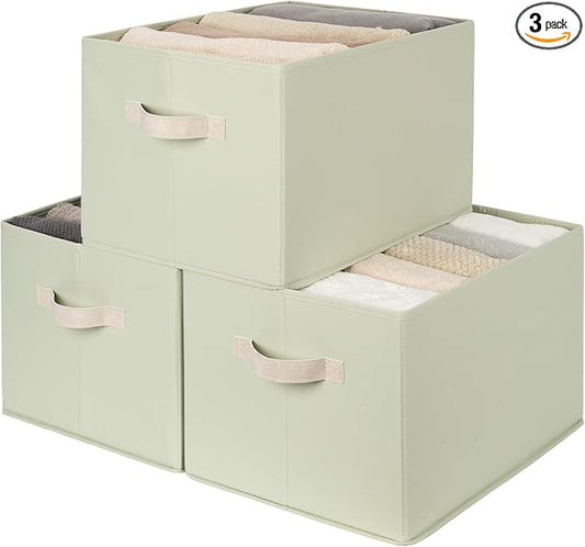 StorageWorks Storage Basket for Shelves, Closet Organizers and Storage Baskets, Organization and Storage Bins for Closet, Fabric Organizer Bins for Clothes Storage, Light Green, Extra Large, 3-Pack