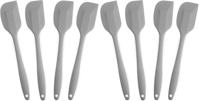 Silicone Spatula 4-piece Set, Heat-Resistant Non-stick Rubber Spatulas with Stainless Steel Core, Grey (Pack of 2)