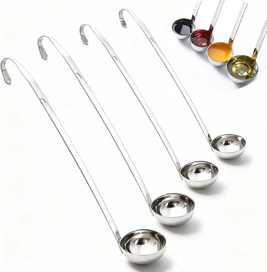 Markeny 4 Pieces Stainless Steel Soup Ladle Metal Handle Ladle with Pouring Rim,1oz/2oz/3oz/4oz Set Ladles for Cooking Soup Sauce