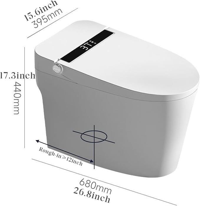 BONSAM Smart Toilet with Auto Flush, Modern Toilet with Bidet Built In, Blackout Flushing, Warm Water&Dryer, Self-Cleaning Heated Seat Toilet with Remote Control for Seniors & Families.