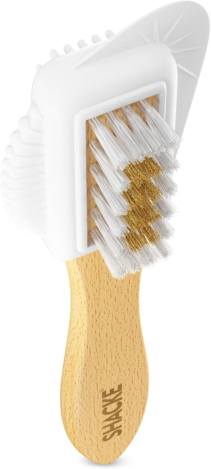 Suede Brush with Wood Handle – Nubuck Cleaner & Suede Shoe Brush | Suede Shoe Brush & Suede Cleaner — Rubber Bristles, Welts, Nylon/Brass Lift Dirt from Shoes, Boots, Bags & Purses