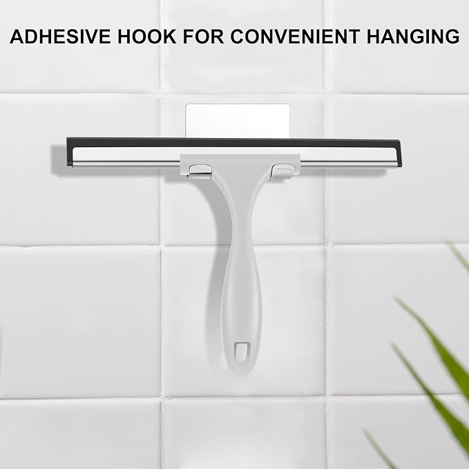 SetSail Shower Squeegee for Glass Doors All-Purpose Squeegee for Shower Glass Heavy Duty Window Squeegee with Hook for Tile, Sink, Mirror, Car Windshield Cleaning 10 Inches, Grey Balck
