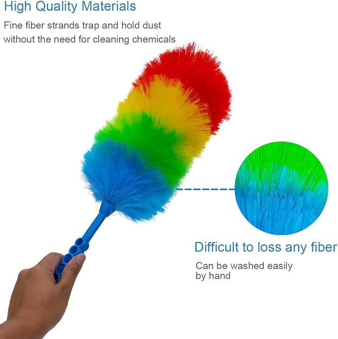2 Pack Upgrade 19” Static Duster Beandable and Washable - More Fibers Bigger Head Less Loss of Fiber Duster