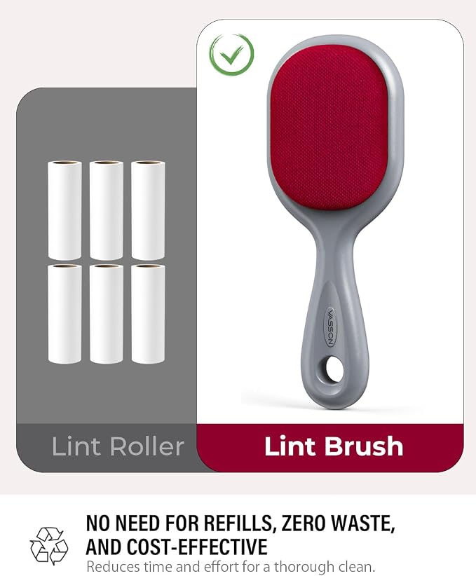 VASSON Double-Sided Lint Brushes for Clothes & Pet Hair Remover | Heavy-duty, Durable double-sided velvet quickly removes stubborn hair