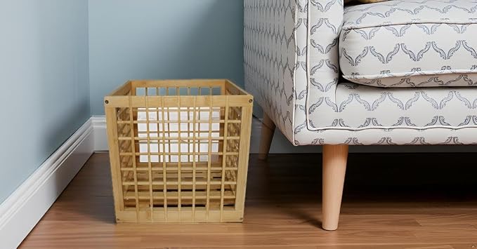 Bamboo Stackable, Cube Storage Bins - Lattice Design 2 Pack (10.5x10.5x10.5)