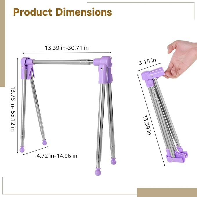 Portable Clothes Rack for Travel, Stainless Steel Folding Clothes Drying Rack, Adjustable Height and Length, Compact Design for Easy Carrying, Travel-Friendly Violet Clothes Rack