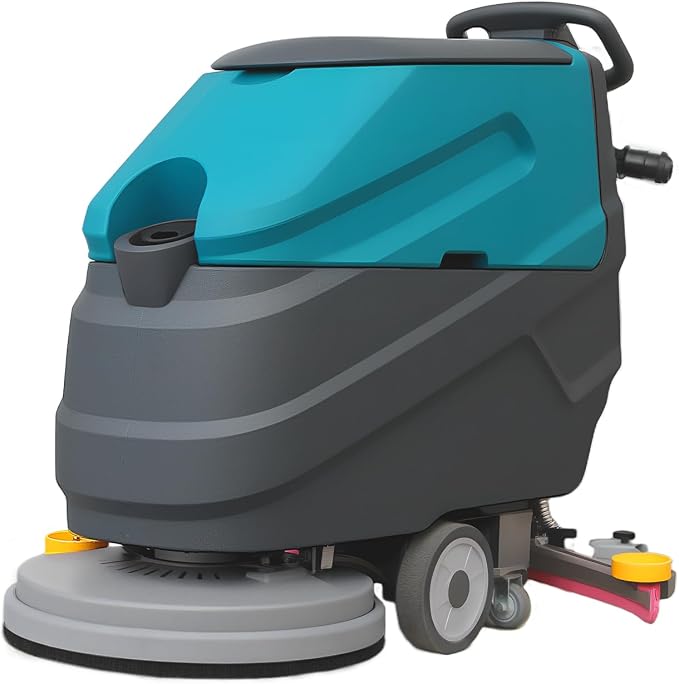 Walk-behind Floor Scrubber Machine, 22" Cleaning Width, 31.5" Suction Width, 18.5-gal Sewage Tank, 15.9-Clear water tank, 32000 Sqft/h, Complete Set of Parts