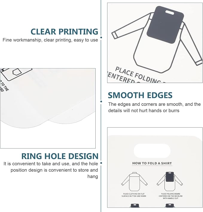 VICASKY Shirt Folding Board Laundry Folding Helper Board,2Pcs T Shirts Clothes Folder Durable Plastic Laundry Organizer Helper Home Storage for Clothing (White