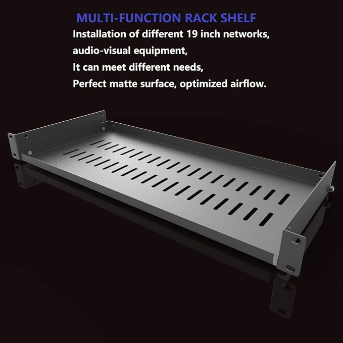 1U Vented Cantilever Server Rack Mount Shelf 8"(203mm) Depth | Disassembled Universal Rack Tray for 19-Inch Network/AV Equipment Rack and Cabinet(1U8V)