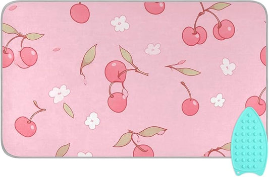 Ironing Mat &Pad Magnetic Heat Resistant Pads Portable Travel Ironing Blanket Ironing Board Covers 27.6x47.2Inches Pink Cherry and Flowers23