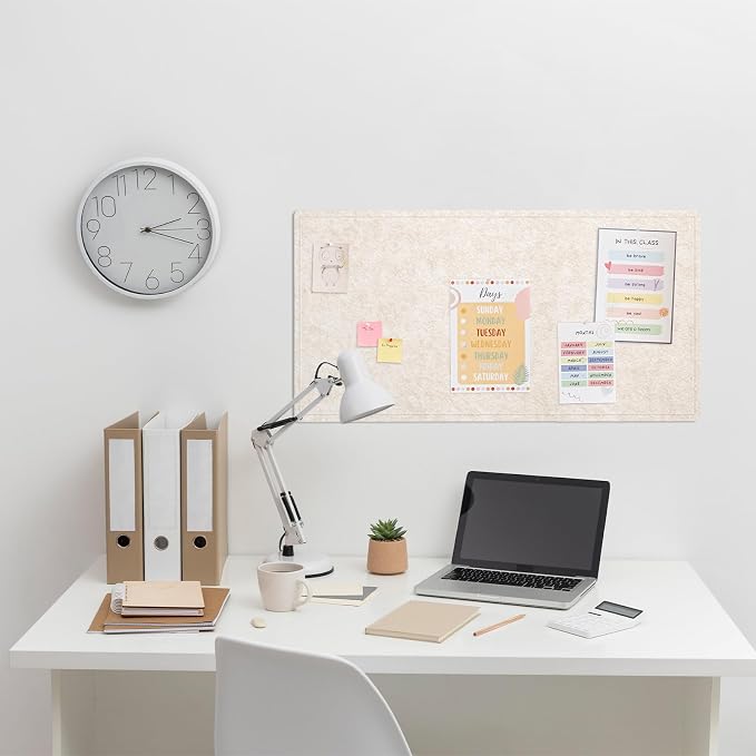Felt Bulletin Board 35x18 inches, Decorative Pin Board for Home & Office | Cork Board Alternative for Wall with Push Pins, Display Mood Board for Photos, Notes & Reminders