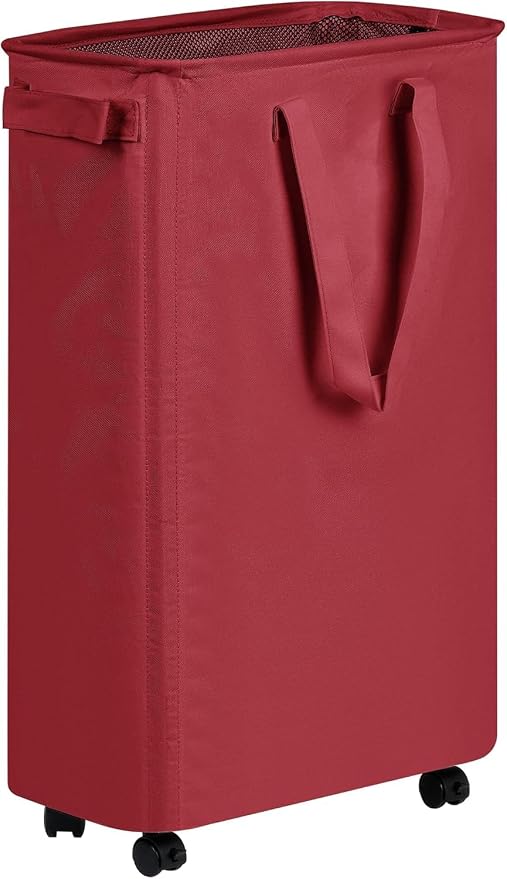 efluky Slim Laundry Hamper with Wheels, Rolling Laundry Basket for Clothes, Small Laundry Basket for Bedroom, Dorm and Laundry Room, 60L (12.7 Gallons) Red