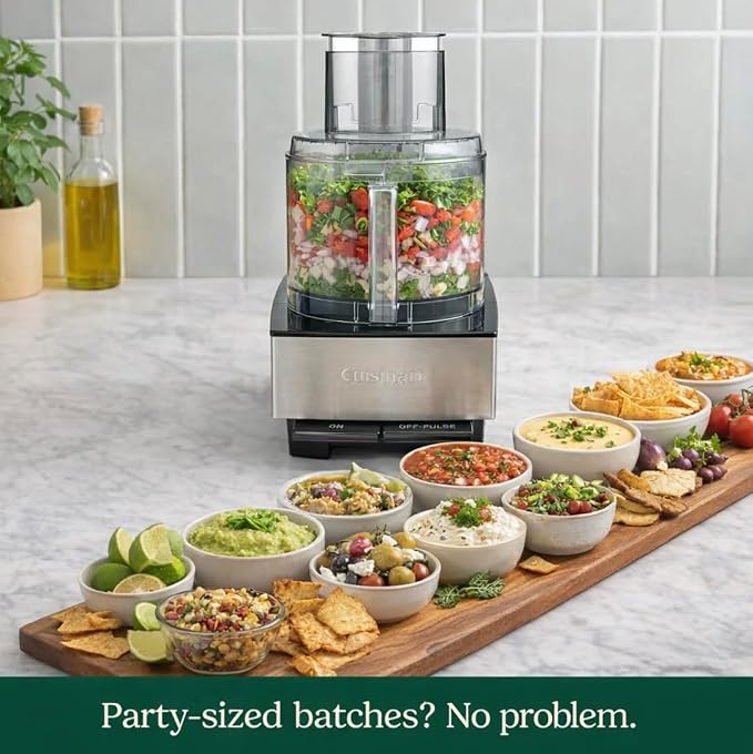 Cuisinart Food Processor, 14-Cup Vegetable Food Chopper for Mincing, Dicing, Shredding, Puree & Kneading Dough, 720-Watt Motor, Stainless Steel, DFP-14BCNY