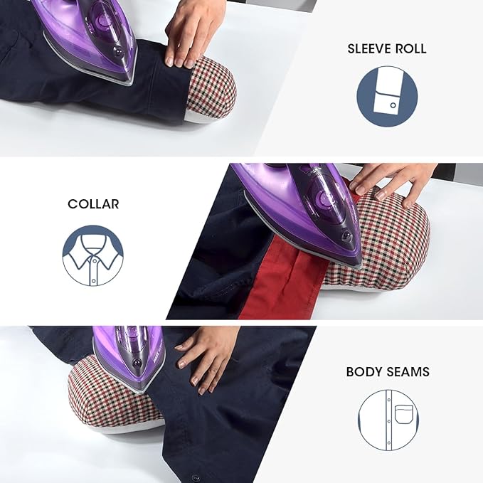 3 BUZZLETT Tailor’s Ham and Seam Roll Set – Premium Tailors Ham for Ironing – Professional Pressing Tools – Linen and Doll Cotton Press Ham for Ironing Smaller Curved Seam