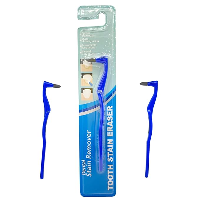 3Pcs Teeth Stain Remover,Tooth Stain Eraser,Tartar Eraser Polisher,Dental Plaque Tool,Eraser for Coffee Stain Teeth Whitening Cleaning Polishing Kit (Blue)