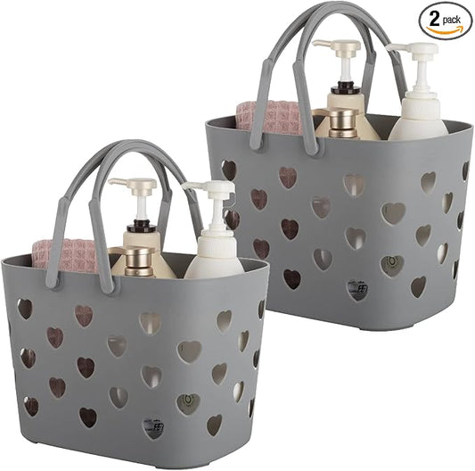 Portable Shower Caddy with handle Plastic Shower Basket Organizer, Grey | Bathroom Caddy Storage Tote Cleaning Supply Caddy for College Dorm, Kitchen, Pantry, Garage