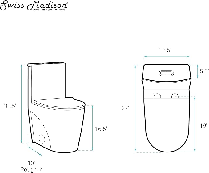 St. Tropez One-Piece 10" Rough-in 1.1/1.6 GPF Dual Top Vortex Flush Elongated Toilet in Matte White