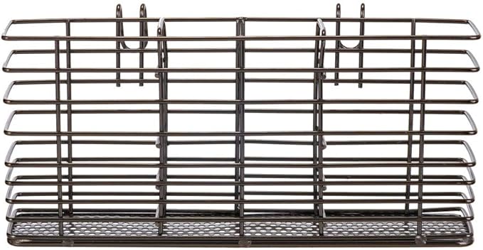SANNO Stainless Steel Utensil Drying Rack and Cutlery Organizer With Hooks - Removable Silverware Holder, Black