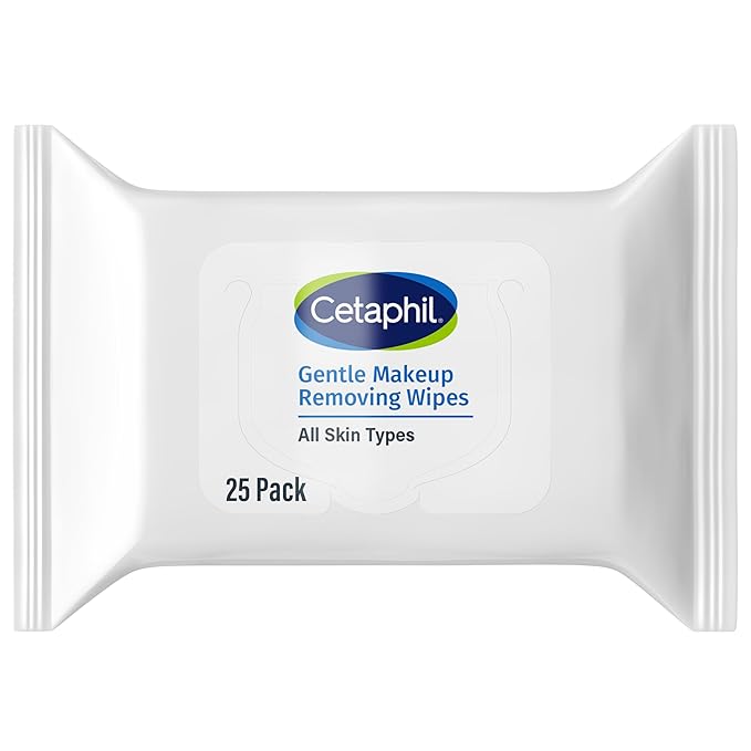Cetaphil Gentle Makeup Remover Face Wipes, Fragrance Free, 25 Count | Dermatologist Recommended, Alcohol-Free, Fragrance-Free, Sensitive Skin, Daily Cleansing, Removes Makeup Gently