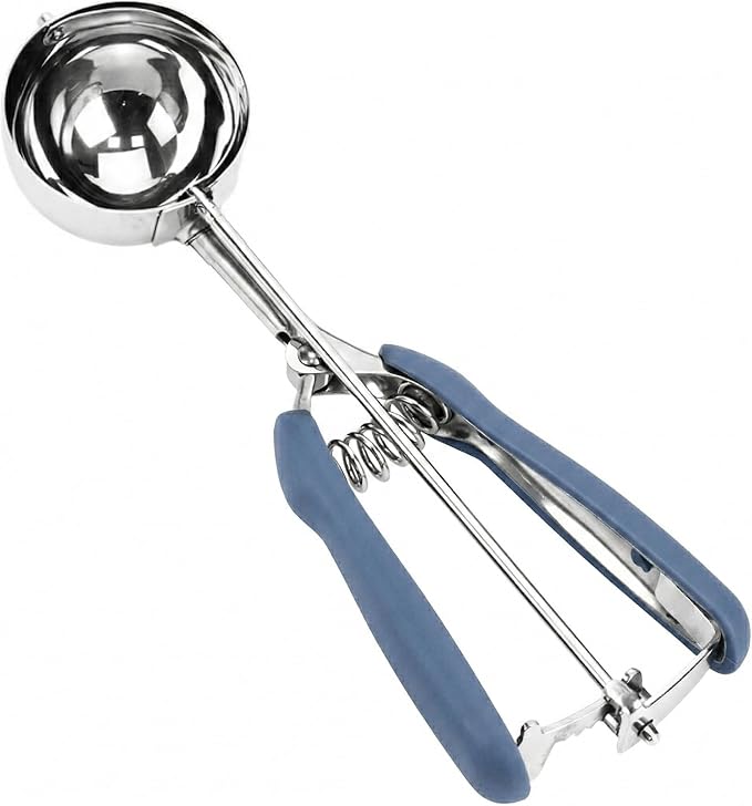Ice Cream Scoop, Cookie Scoop, 4Tbsp/ 60ml/ 2oz Cookie Scoops for Baking, 18/8 Stainless Steel Cookie Scooper for Baking, Ice Cream Scooper with Trigger Release, Cupcake Scoop (Blue Gray)
