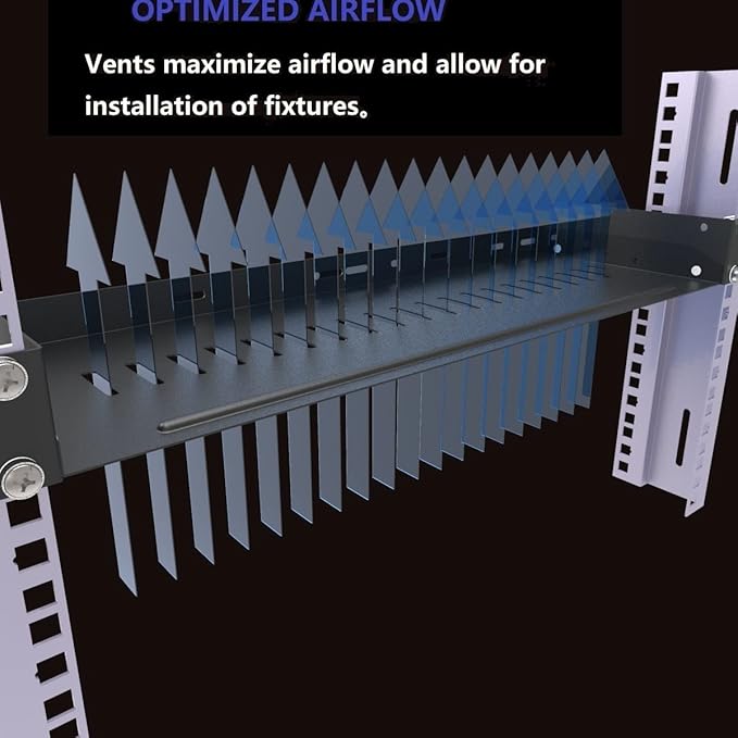 1U Disassembled Vented Rack Shelf Universal Rack Tray No Lip | for 19 Inches Network Cabinet or Server Rack (6 Inches Deep)
