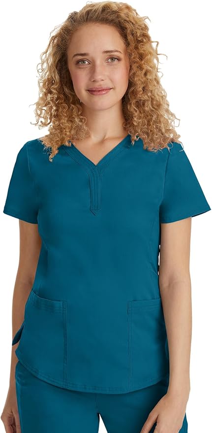 Healing Hands Purple Label Jane Scrub Top for Women Y-Neck Design | 2 Patch Pockets, Slim Fit Side Vents, Fitted Shirttail Silhouette, Breathable Comfort, Easy Care Fabric, Made for Every Shift