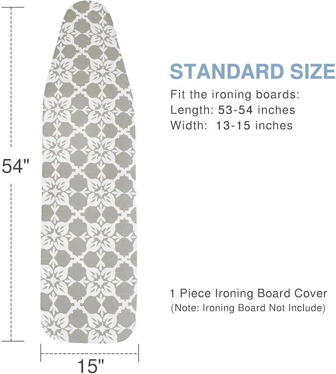 VividPaw Ironing Board Cover and Pad, Thick Padding, Elastic Edge, Silicone Coated, Resist Scorching, Adjustable Fastener, Heavy Duty Padded Iron Board Covers (Floral Tiling, 15" x 54")