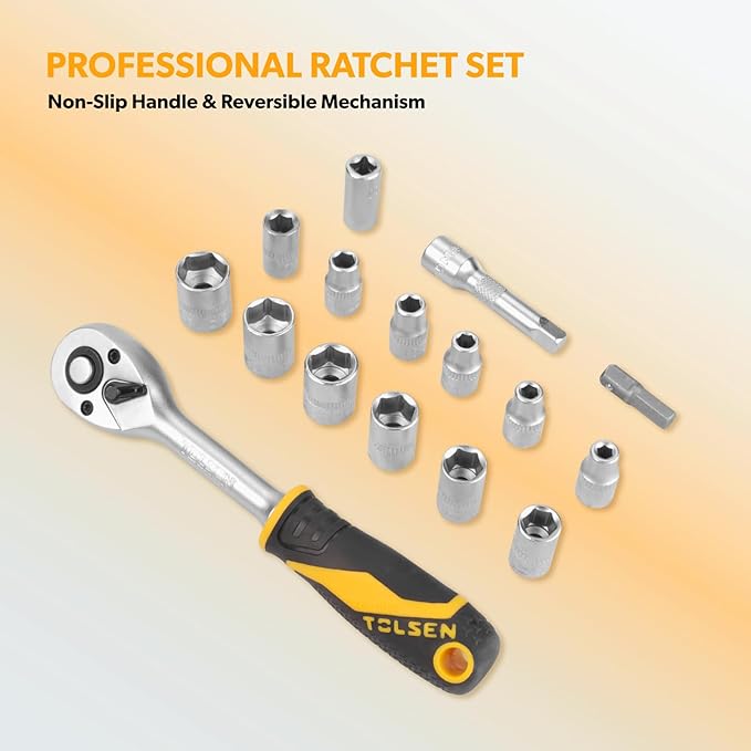 TOLSEN 89-Piece Tool Set Home Tool Kit, Household Screwdriver Set with Hammer, Drill Bits, Ratchet, Hex Key, Tape Measure, Plastic Toolbox Storage Case for Home Mechanic Auto Repair