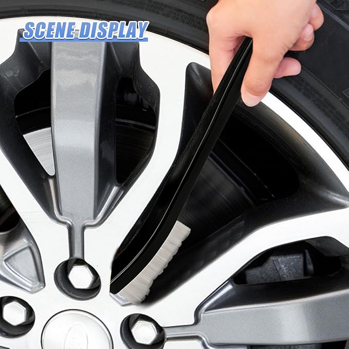 4PCS Car Double-Ended Detail Cleaning Brushes, Stiff Nylon Bristles Auto Crevice Brush, Multifunctional Vehicle Interior Exterior Cleaning Tool for SUV Truck Home Office(2PCS)