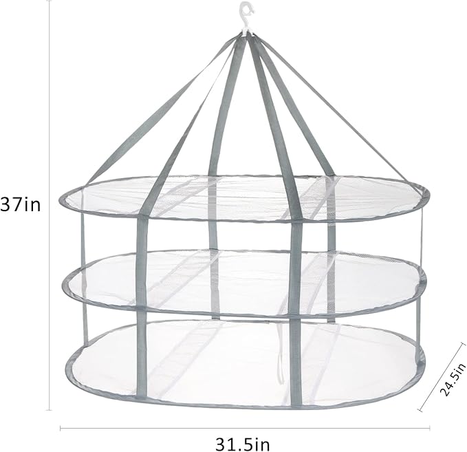 3-Tier Folding Mesh Clothes Hanging Dryer, Sweater Drying Rack, Large Laundry Drying Rack, Lay fold Flat Dry Hanger, Mesh Clothes Hanging Dryer - XL(3Tier)