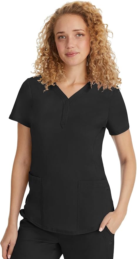 Healing Hands Purple Label Jane Scrub Top for Women Y-Neck Design | 2 Patch Pockets, Slim Fit Side Vents, Fitted Shirttail Silhouette, Breathable Comfort, Easy Care Fabric, Made for Every Shift