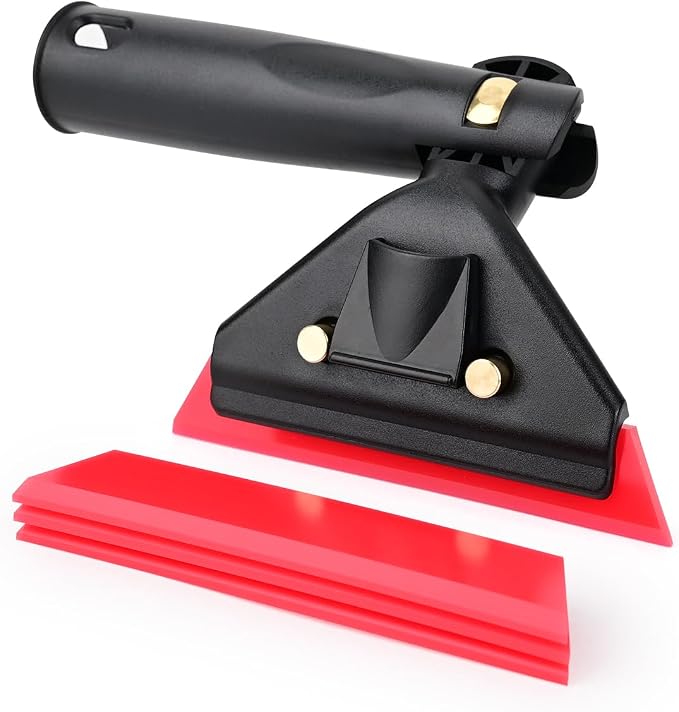 EHDIS Small Window Squeegee for Tinting/Cleaning with 3 Replacement Blades | Flexible Rubber Blade for Tight Spaces Shower Doors, Mirrors, Auto Glass, and Windows Film Installing and Washing