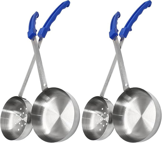 4PCS 8 oz Portion Control Serving Spoons,Measuring Ladle Scoops Food Utensils,Proportion Manage Slotted and Unslotted Scoops for Weight Loss/Kitchen(Blue)