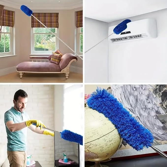 Microfiber Feather Duster 7-in-1 Kit, Dusters for Cleaning, Duster with Extension Pole 100 Inches, Cobweb Duster, Microfiber Dusters for High Ceilings and Fans, Blinds, Cars and Furniture