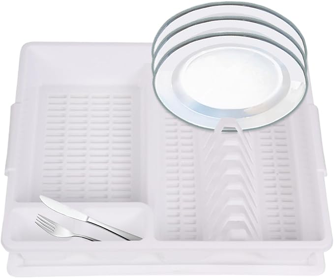 Multifunctional Dish Drainer Rack, Space Saving Plate Drying Organizer, Lightweight Function for Kitchen Countertops, Chopsticks Bowls Plates Spoons Cups Family Cooking Needs