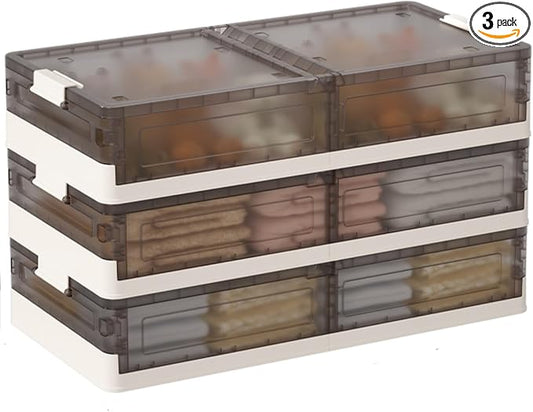 Under Bed Storage Containers - 3Pack, Stackable Under Bed Rolling Storage Plastic Containers, 11.5Gal Storage Bins with Wheels, Multi-purpose Storage Bins with Lids for Clothes, Shoes, And Duvets