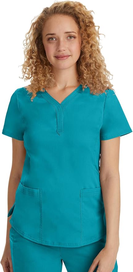 Healing Hands Purple Label Jane Scrub Top for Women Y-Neck Design | 2 Patch Pockets, Slim Fit Side Vents, Fitted Shirttail Silhouette, Breathable Comfort, Easy Care Fabric, Made for Every Shift