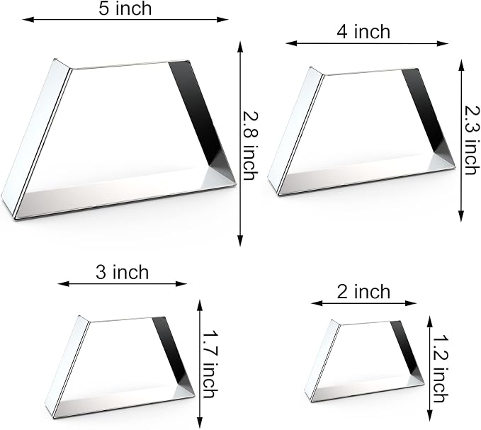Trapezoid Cookie Cutter Set Large - 5 Inch, 4 Inch, 3 Inch, 2 Inch - Geometric Frame Plaque Cookie Cutters Shapes Molds - Stainless Steel