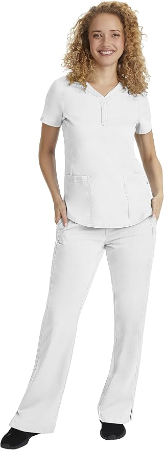 Healing Hands Purple Label Jane Scrub Top for Women Y-Neck Design | 2 Patch Pockets, Slim Fit Side Vents, Fitted Shirttail Silhouette, Breathable Comfort, Easy Care Fabric, Made for Every Shift