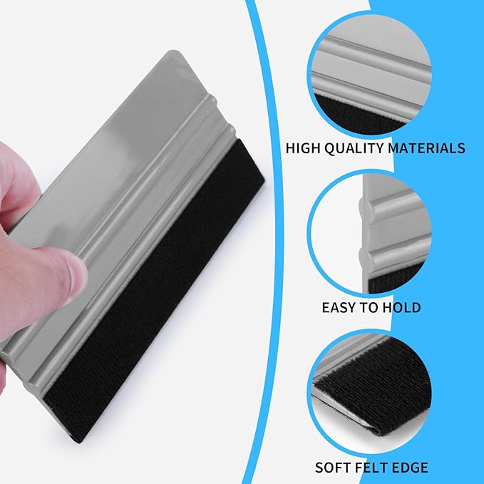Arayker 20 Pack Vinyl Wrap Squeegee 4 Inch / 6 Inch Felt Edge Squeegee Window Film Tint Tool Decal Applicator Scraper Tool Wallpaper Smoothing Tool with 20 PCS Black Fabric Felt
