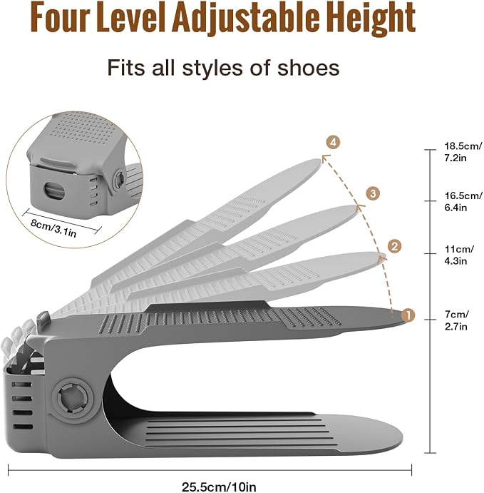 Neprock Shoe Slots Organizer,Shoe Storage Organizer Shoe Rack for Closet Organization,Shoe Slots Organizer De Zapatos Shoe Hoder Space Saver for Entryway(12 Pack)(Greay)