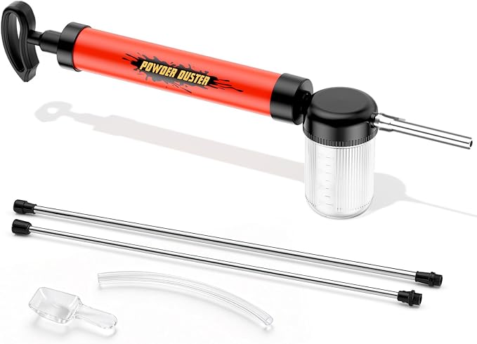 Diatomaceous Earth Powder Duster with Adjustable 4FT Rod, Clog-Free & Adjustable Output Pump, Ideal for Diatomaceous Earth Application, Powder Dispensing, Dusting Tasks & Indoor/Outdoor Red | Large Capacity High-Efficiency Output Pump & Clog-Free, Safe...