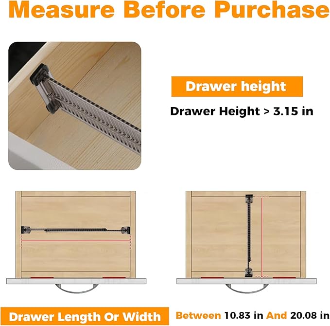 12 Pack Drawer Dividers for Clothes, 3.15" High, 10.83-20.08'' Adjustable | Clear Plastic Expandable Dresser Dividers Drawer Separators For Kitchen, Nursery Baby Clothing, Underwear Cosmetic Organizer