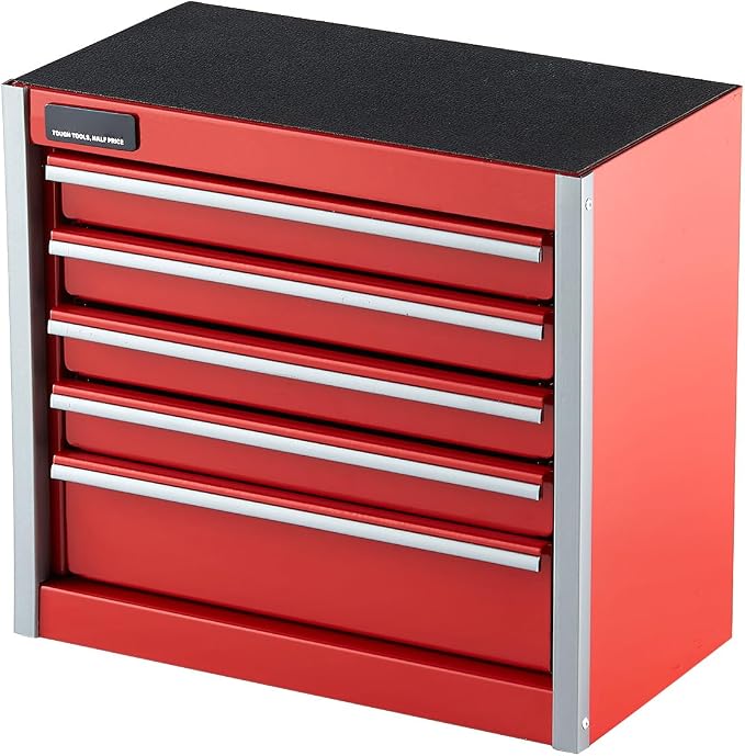 VEVOR Metal Tool Box, 8.6-inch, Portable Metal Tool Box with 5 Drawers, Small Tool Chest with EVA Liners and PP Feet Pads, Heavy-Duty Steel With Ball Bearing Opening and Powder Coated Finish, Red